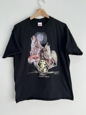 Vtg Ancient Voices Howling Wolf Tee Shirt full Moon animal picture