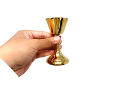 Small High Polished Brass Chalice Cup Wine Goblet for Eucharist or Communion picture