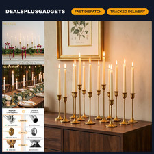 Elegant Gold Taper Candle Holders - Set of 15 for Table Decor & Events picture