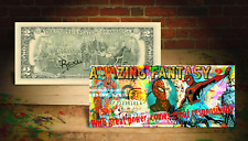 SPIDER MAN Amazing Fantasy Genuine $2 Bill SIGNED by Rency with Holder *MUST-SEE picture