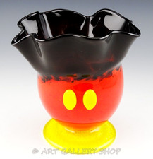 Arribas Brothers Walt Disney World Hand Blown ART GLASS MICKEY MOUSE VASE /BOWL picture