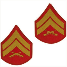 Vanguard MARINE CORPS CHEVRON: CORPORAL - GOLD EMBROIDERED ON RED, MALE picture