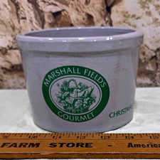 Vintage 1985 Marshall Fields Gourmet Christmas Stoneware Crock Chicago picture