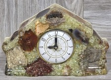 Vintage Lanshire Resin Agate Rock Clock or MCM Resin Vomit Clock - TESTED - picture