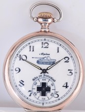ALPINA Glashütte Silver Chronometer Pocket Watch German Tank Brigade c1940's picture