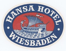 Hansa Hotel Wiesbaden Germany Vintage Luggage Label picture