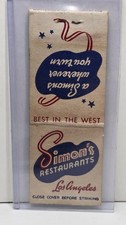 1930's Matchbook Cover SIMON'S Restaurants Los Angeles CA Best In The West picture