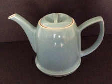 Vintage Forman Family Hall China turquoise blue teapot 1940s Art Deco USA picture