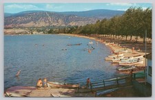 Vintage Penticton BC Okanagan Lake Beach Taylorchrome Postcard Canada Travel picture