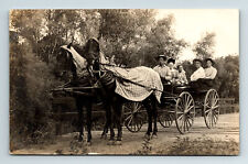 RPPC Postcard Man and Four Women Horse Draw Carriage Buggy picture