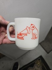 Vintage RCA Nipper Lancaster Pa 40 Th Anniversary Glasbake Milk Glass Coffee Mug picture