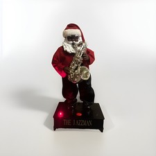 Vintage The Jazzman Animated Black Santa Saxophone Player Battery Operated Box picture