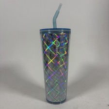 2024 STARBUCKS Metallic Blue Iridescent 24oz Venti Tumbler Cold Cup W/Straw NEW picture