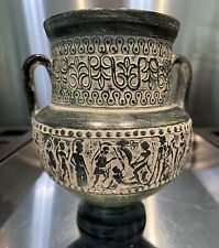 art pottery Greek Vase Figural Relief Design Green  picture