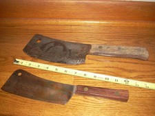 Lot of 2 Meat Cleavers Butcher Knife Fulton Brand Foster Bros. 1180 & Unmarked. picture