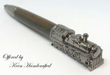 ed - Keen Handcrafted Brazilian Blackheart Gun Metal Steam Locomotive Pen picture