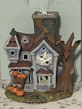 PartyLite GHOSTLY TEALIGHT House P7862 Halloween Cottage Haunted Ghost Spins picture