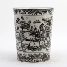 Chinese oriental BLACK WHITE WILLOW PORCELAIN waste bin basket picture