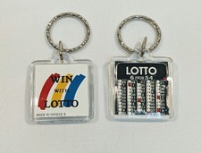 Vintage Win With LOTTO Keychains Lot Of 2 Keyring Retro Shaker Collectable picture