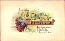1916 Thanksgiving Postcard Turkey Farmhouse Bertha Rauscher German Print picture