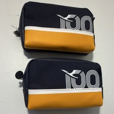 Lufthansa 100th Anniversary Amenity Bags Set of 2 Navy Yellow White Collectible picture