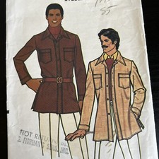 Vintage 1970s Vogue 8668 Men’s Loose Fit Belted Jacket Sewing Pattern 40 UNCUT picture