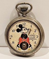 ANTIQUE 1930’s DISNEY MICKEY MOUSE INGERSOLL MECHANICAL POCKET*AS IS*NOT WORKING picture