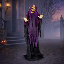 Halloween 5Ft Witch Animated Light up Eyes Sound-Activated Spooky Scary Decor picture