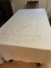 Vtg Muckross Irish Linen Double Damask Tablecloth Set 104x72 Selvedge 11 Pk picture