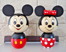 Usaburo Kokeshi Disney Mickey & Minnie Mouse Japanese Wooden Doll Set picture