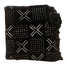 Ebony Black Bogolan Mali Mud Cloth Dotted Cross Design African Black and White picture