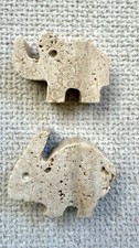 Vintage Italian Travertine Elephant Rabbit Pair MCM Sculpture Enzo Mari Style picture