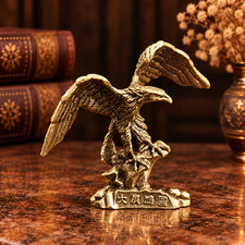 Solid Vintage Brass Eagle Statue Ornament Animal Collectible Decor Veteran USA picture