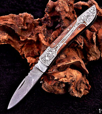 HandCrafted Artisan Damascus Knife Hand Forged Folding Blade Pocket Knife 499 picture