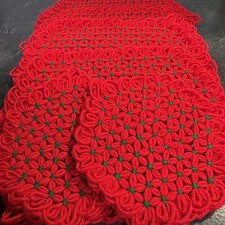 Vtg 4 Hand Crocheted Star Red & Green Christmas Placemats & 2 Pot Holders picture