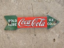VINTAGE 1950'S COCA COLA STORE DIRECTIONAL ARRO PORCELAIN ENAMEL SIGN 10
