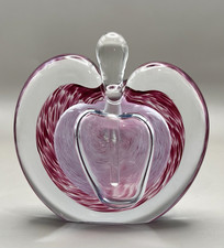VTG Michael Nourot Heart Shaped Perfume Bottle Hand Blown Art Glass With Dauber picture