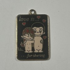 Vintage 1970s LOVE IS...for sharing pendant LA Times 1 inch picture