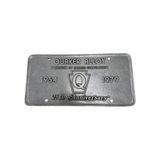 VINTAGE 1979 QUAKER ALLOY 25TH ANNIVERSARY Heavy Duty Front License Plate PEWTER picture