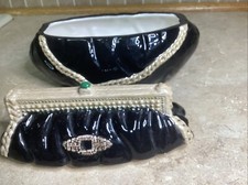 Vintage WCL Black & Gold Chain Handbag Cookie Jar 10” Wide-6” Tall picture