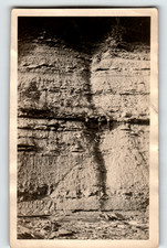 Photo Four People Rock Climbing High Steep Cliff Strata Formations Vintage 1930s picture