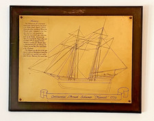 Vintage Etched Brass Sailing Ship Plaque 