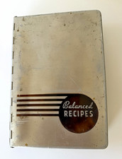 Pillsbury 1933 Balanced Recipes Small Hinged Metal Recipe Box Tin, Silver picture