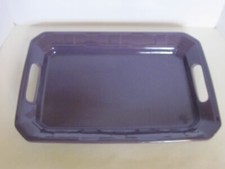 Longaberger Pottery Woven Traditions EGGPLANT HANDLED PLATTER  ~ Dining Kitchen picture
