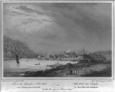Whitehall NY Lake Champlain 1800s Harbor Steamboat Sailboats Dock Scene picture