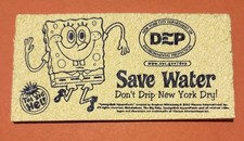 Vintage 2002 SpongeBob NYC DEP Save Water Promo Sponge UNUSED Unexpanded Rare picture