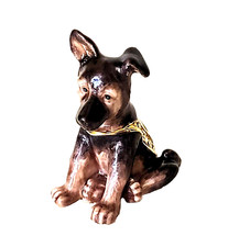 Loyal German Shepard Pewter Bejeweled Hinged Miniature Trinket Box Kingspoint picture