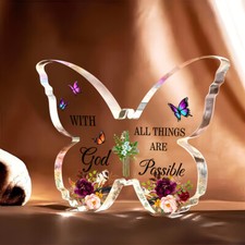 1  PC Inspirational Butterfly Prayer Acrylic Plaque Perfect Gift picture