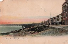 Evansville IN Indiana Historic Early 1900s Ohio River Beach Vtg Postcard 17A picture