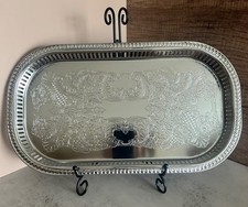 Vtg 70s Irvinware Chrome Shell & Lattice Gallery Serving Tray 16
